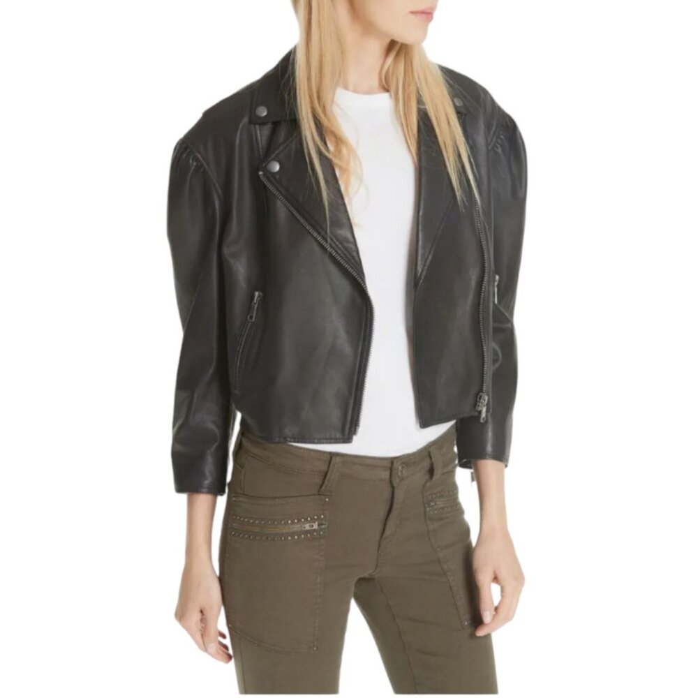 Brand New with Tag Joie Black Leather Jacket Classic and Versatile Style - Picture 4 of 16